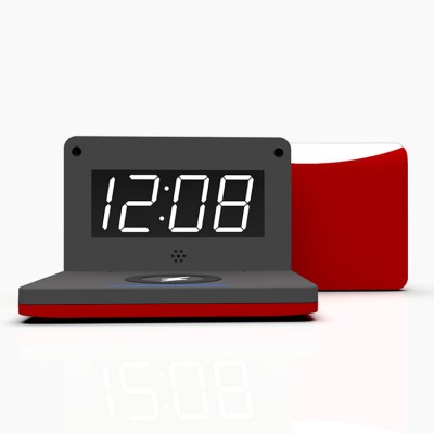 New Design Folding Travel Wireless Charger Digital Display Alarm Clock With 10W Wireless Fast Charging