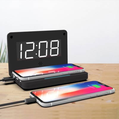 QI Wireless Charger 3 in 1 Wireless Charger Long Distance Charger With Night Light Alarm Clock